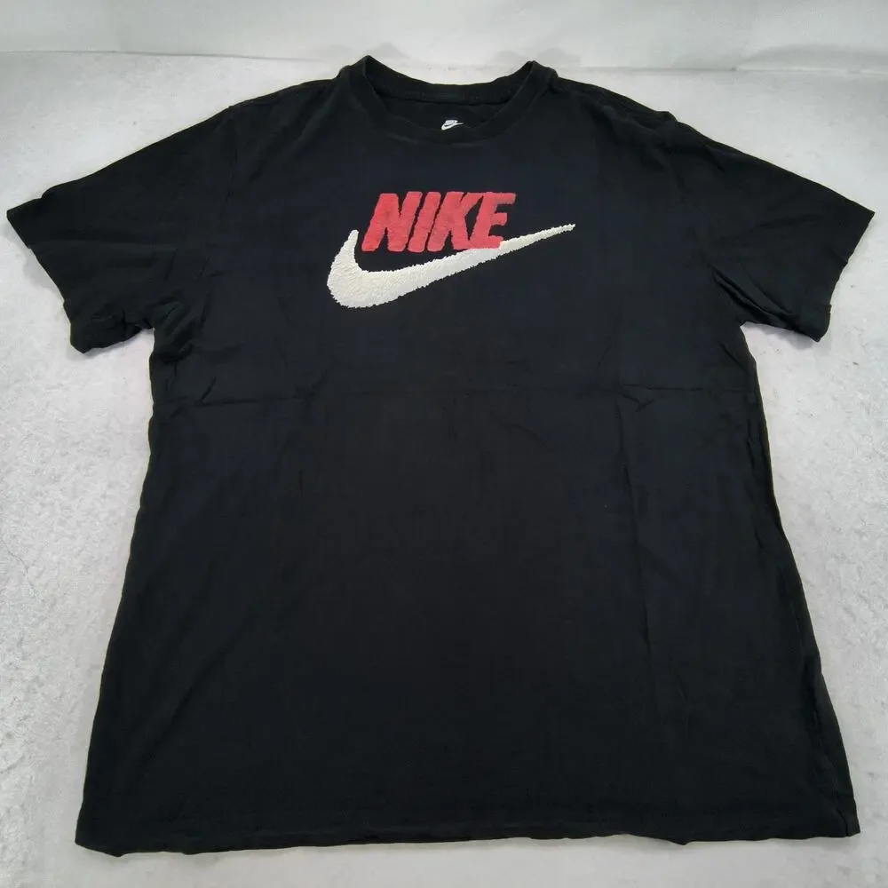 Nike Tee Graphic Crew Neck Short Sleeve Shirt Mens Size Large L Black Red White - Picture 2 of 8
